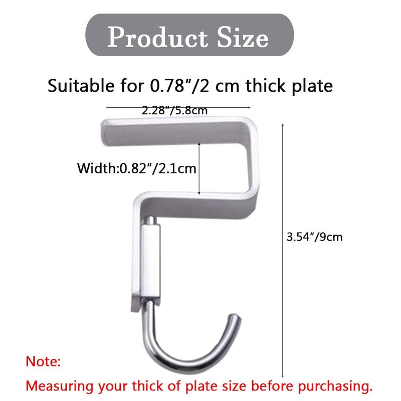 Hdtyyln 2 Pcs Desk Hook, Student Desktop Nail-Free Hook, Table Hook for Schoolbag, Space Aluminium Alloy, Hanger Hooks for Bag Purse Clothes Backpack Holder, Suitable for 2 cm/0.78" Thick Plate - Image 2